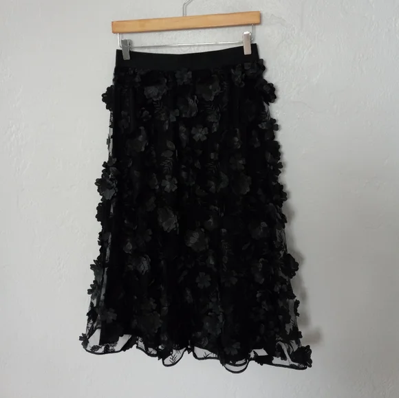 Anthropologie Black Floral Skirt - Picture 6 of 15
